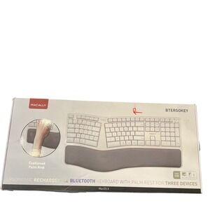 Macally BTERGOKEY Ergonomic Rechargeable Bluetooth Keyboard with Palm Rest White